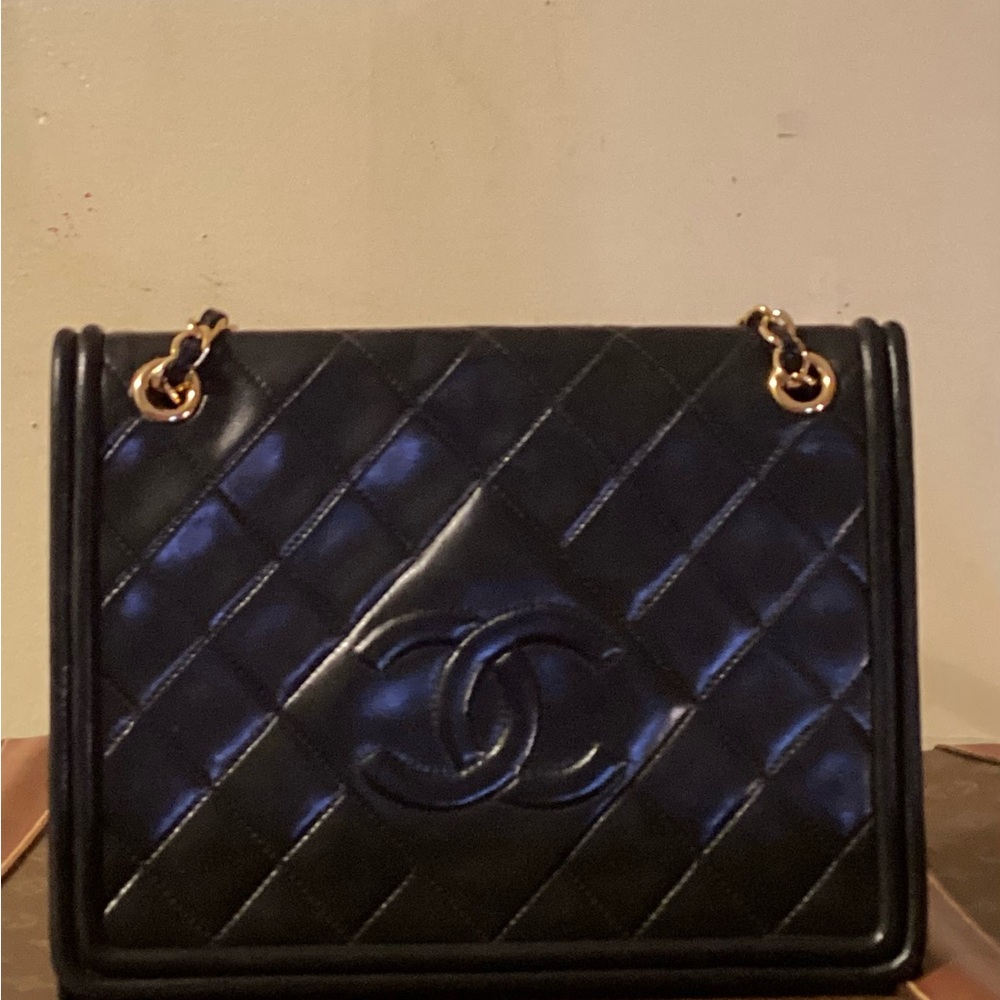 Chanel Lamskin Black 2 Way Purse